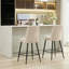 Ensemble de 2 chaises de bar réglables à pieds de fer réglables en velours beige-423273595