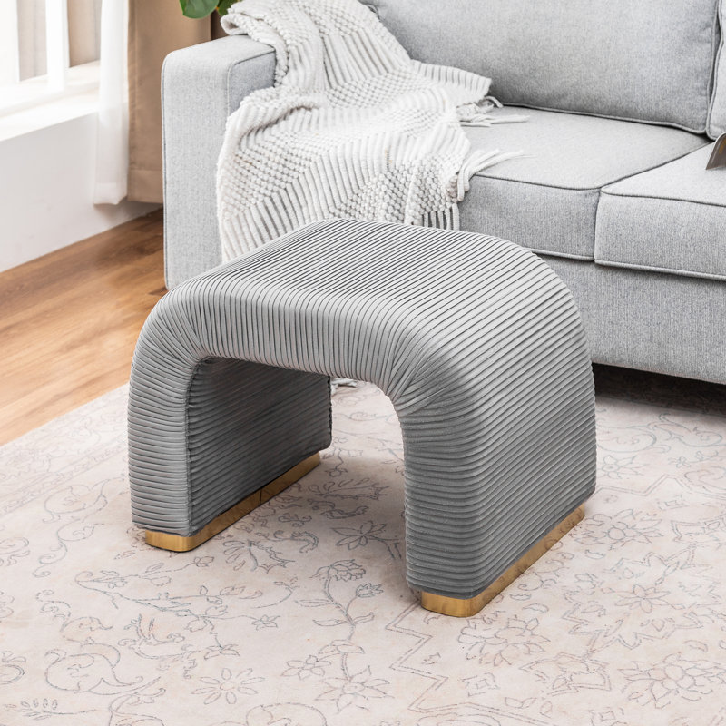 25 Inches Soft Ottoman Footstool For Living Room, Gray