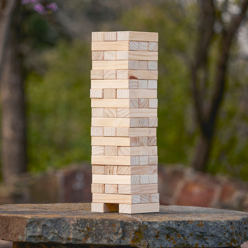 Yard Games Giant Tumbling Timbers Wood Stacking Party Tailgate Backyard Game Indoor Outdoor with Carrying Case, Natural