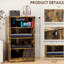 Armoire média rustique brun, 4 tablettes réglables, portes en verre, gestion des câbles pour console de jeu et de jeux vidéo