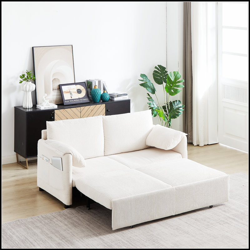 3-in-1 Adjustable Sleeper Sofa Bed with Pullout Bed for Comfort and Space Efficiency, Beige