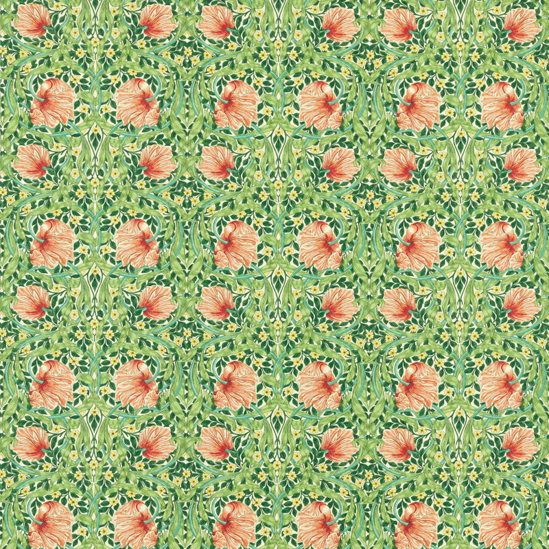 Bedford Park Pimpernel Fabric, Shamrock/Watermelon