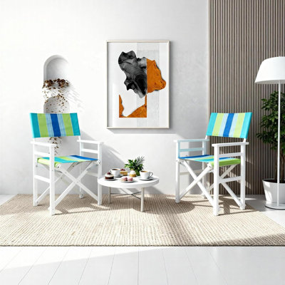 Patio Green Solid Wood Beach Chair Set (Set Of 2)