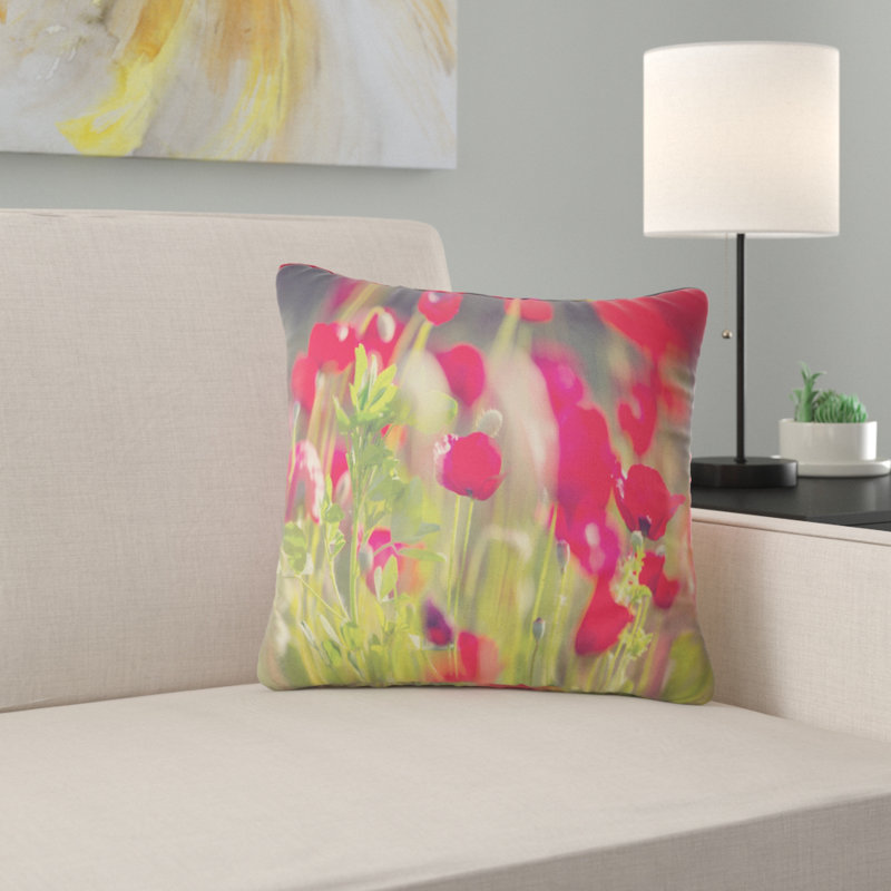 Coussins floral sur un oreiller de fond, 16 po x 1 po, Coussin décoratif