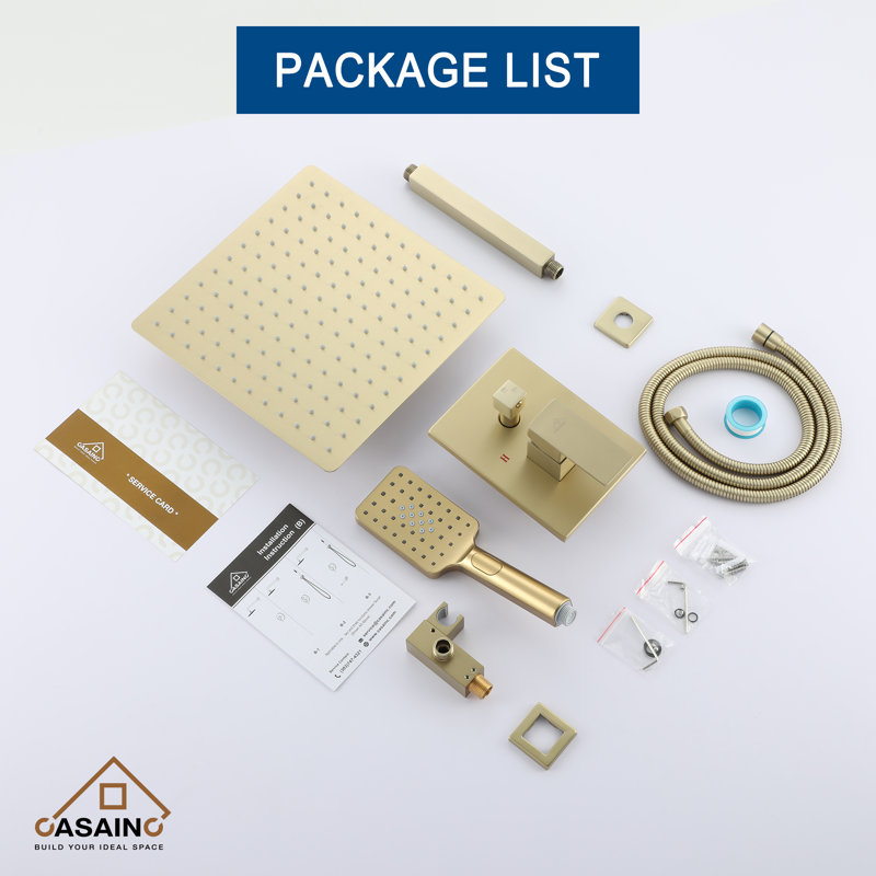 All-In-One Kit with Rough in-Valve, Brushed Gold
