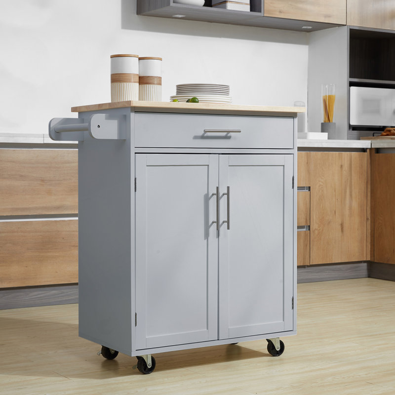 Chariot pour îlot de cuisine avec tiroir, armoire de rangement et porte-serviettes pour une organisation et une mobilité accrues