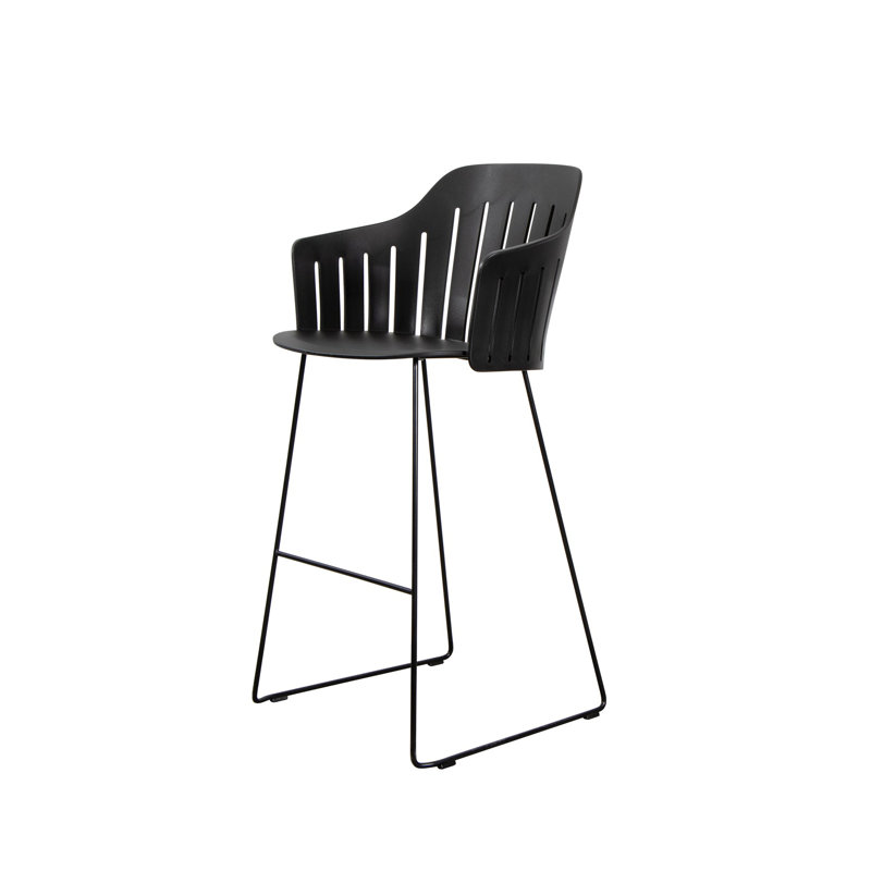 Choice Chair Indoor and Bar Sledge Steel Base with Upholstery Cane-line Zen Seat Cover, Black