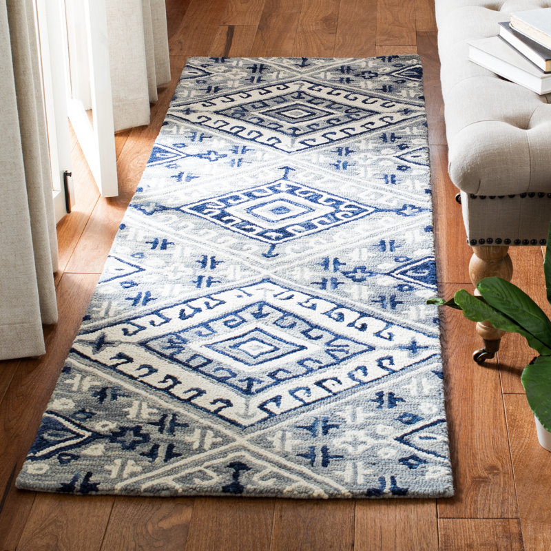 Vahakn Hand Tufted Wool Geometric Rug, Runner 2'3" x 7'