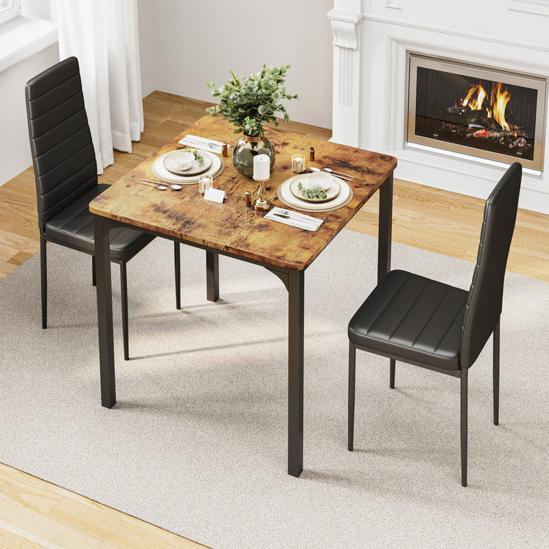 Ensemble de salle à manger ergonomique en cuir 3 pièces - résistant à l'eau et peu encombrant pour les petits espaces, Brun