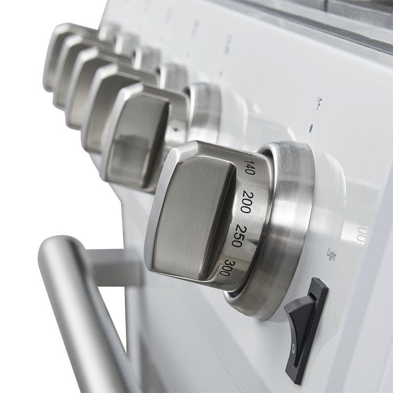 Cuisinière au gaz 30 po Leonardo, 5 brûleurs, 39 500 BTU, four à convection 5 pi³, Blanc