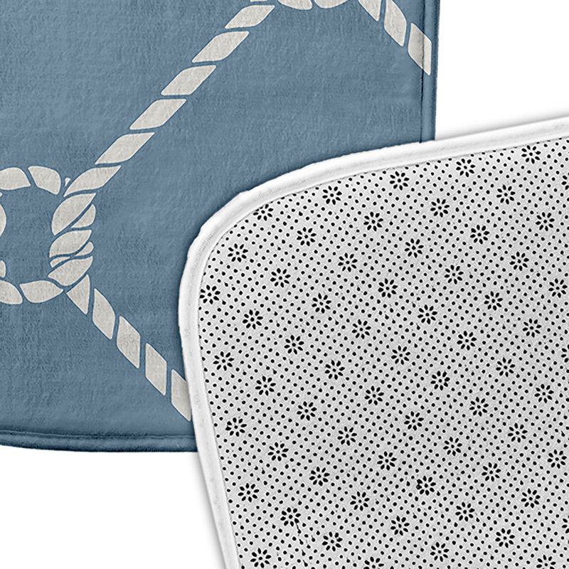 Tapis de bain Nautical Nights, L 17 po x L 24 po, Bleu