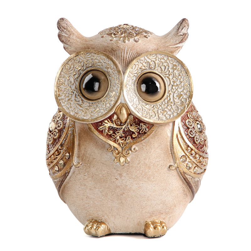 Statue antique hibou doré et brun