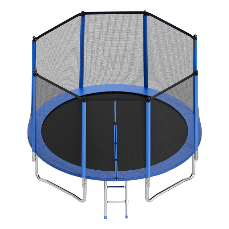 Outdoor Trampoline, 14FT Round Recreational Trampoline with Enclosure Net, ASTM Approved, Heavy Duty Trampolines, Max 450 lbs Weight Capacity, Anti-Rust Backyard Trampolines for Kids & Adults