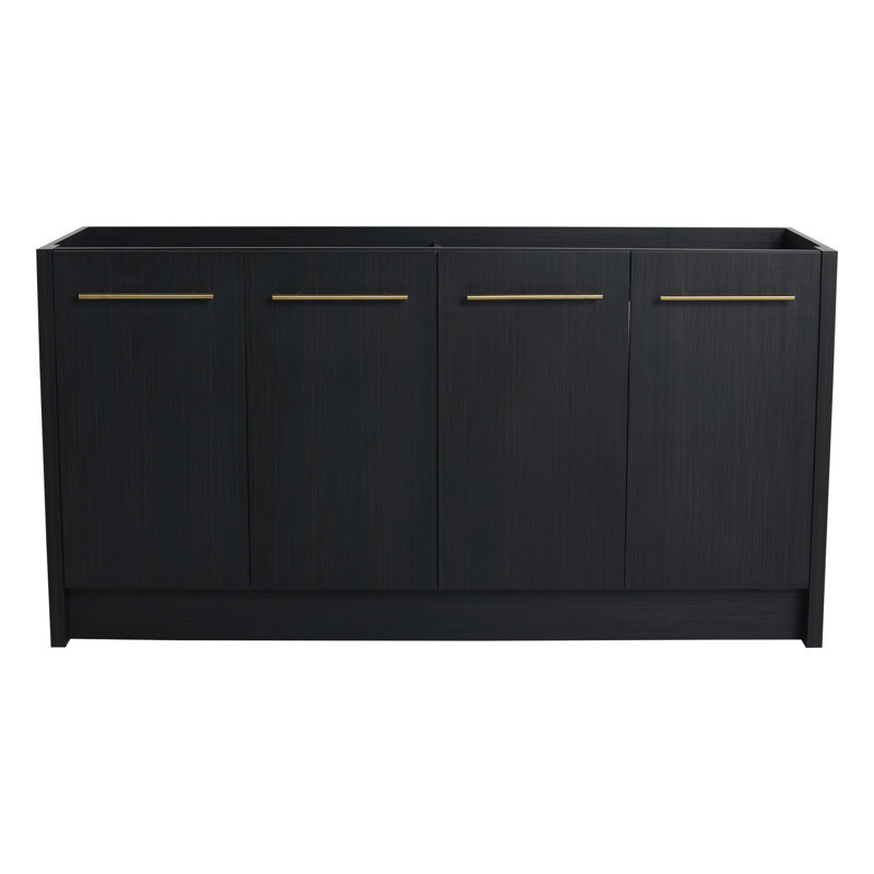 Meuble-lavabo autoportant de 60 po, représentation en châtaignier noir, porte à fermeture en douceur, riche perspective de rangement, meuble-lavabo de 60 po en contreplaqué Advance Way, accumulable, vue remarquable, bateau