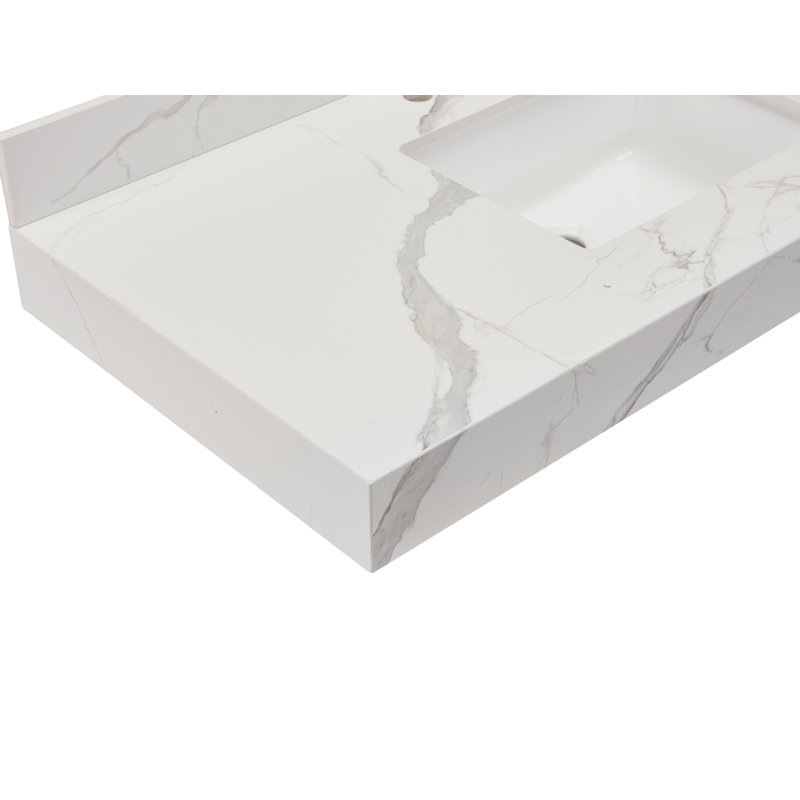 Marseille 48'' Calacatta White Engineered Marble Vanity Top with Sink