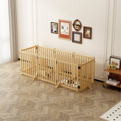 Wooden Freestanding Dog Gates For The House,Dog Gates For Doorways, Stairs,Wood Dog Fences Indoor Pet Gate,Step Over Fence-8 Panel 31"H (PRIME BIG DEA