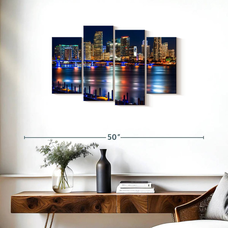 Sireci Luminous Miami Skyline, 22" H x 36" W