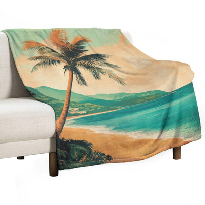 Jeté en flanelle Palm Tree par Tranquil Ocean Beach