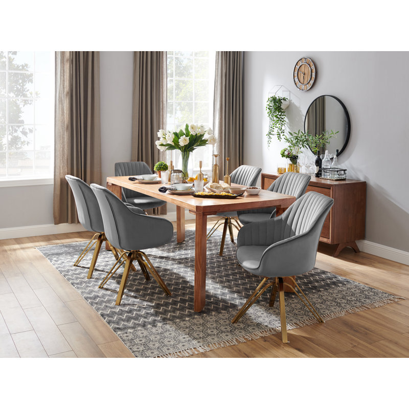 Velvet Swivel Accent Chair, Grey