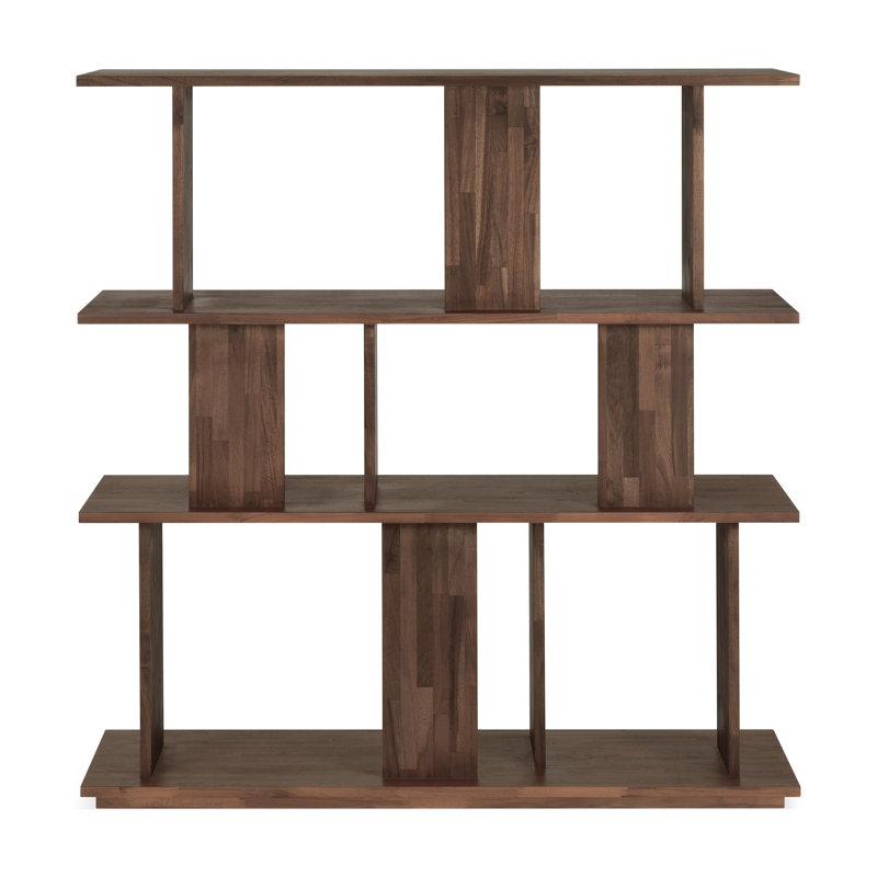 Irregular Solid Wood Geometric Bookcase, 45.5" H x 44" W x 14.5" D