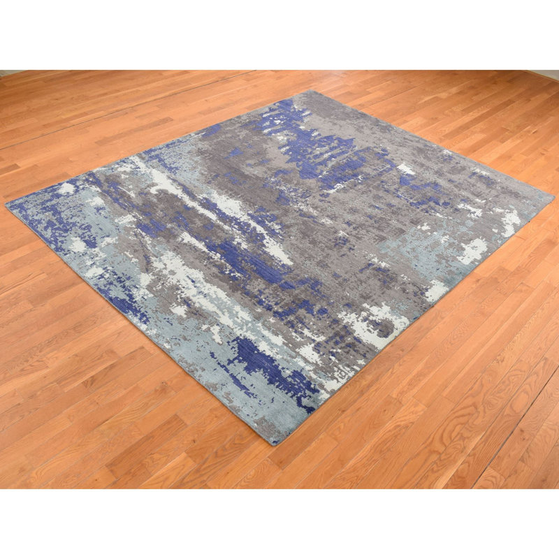 Tapis en laine noué à la main à motif abstrait galaxie 7 pi 10 po x 10 pi A652848E05364C7BAB8CE1D19CDC7CC5