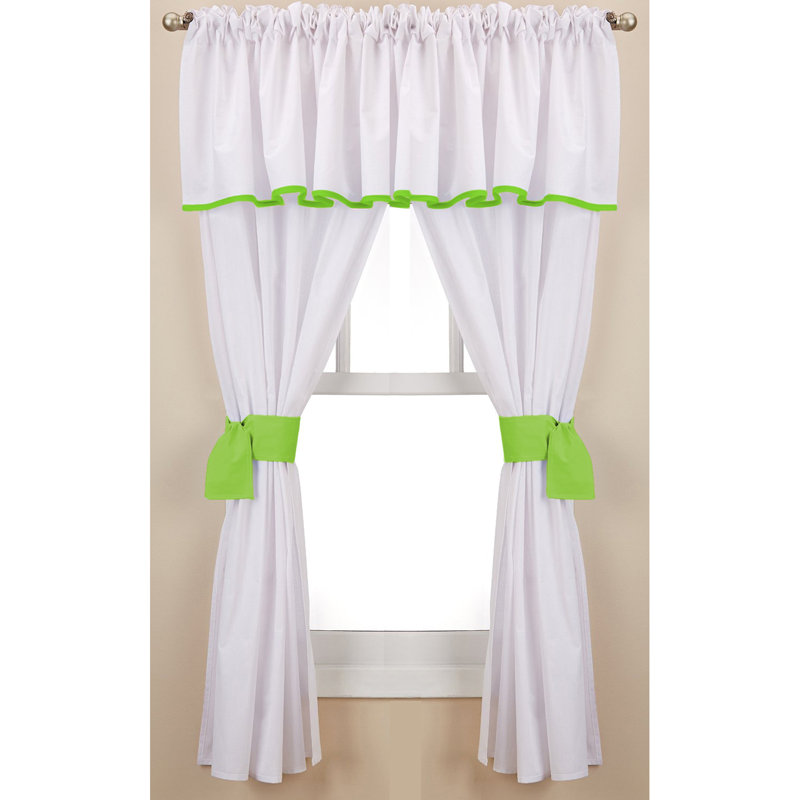 Vilray Cotton Blend Sheer Curtain Pair, White/Green