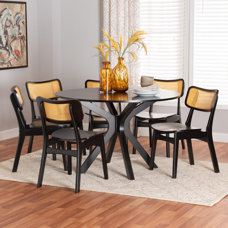 Ensemble repas pour 6 personnes Branoon, Marron foncé, Brun foncé / jaune