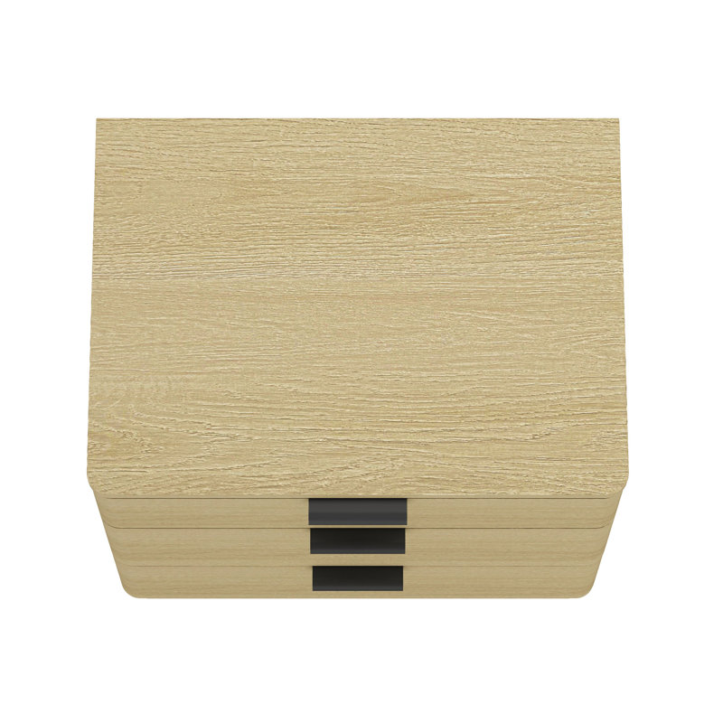 Hedberg Nightstand with 3 Drawers, Natural Oak/Black, Individual