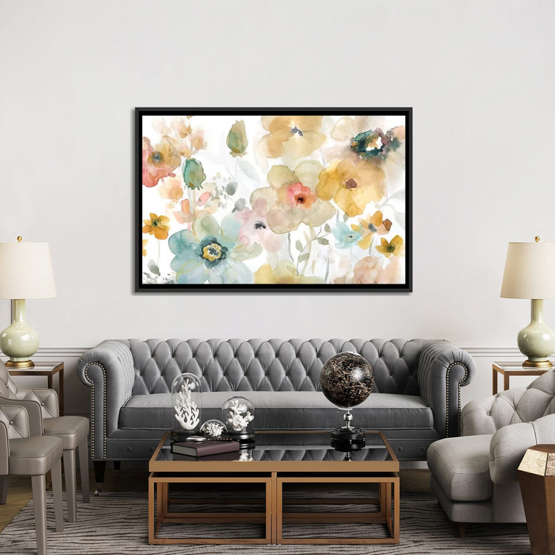 « mou spring i », reproduction sur toile, H 18 po x l 26 po x P 1,5 po, Toile avec cadre noir, Pas de tapis