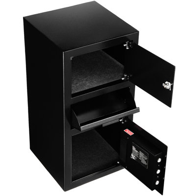 Coffre-fort robuste de 3,6 pieds cubes, fente à l'avant, noir, deux compartiments, coffre-fort à alarme avec fente et clavier numérique, idéal pour la maison de bureau, système de rangement à 3 niveaux, déverrouillage