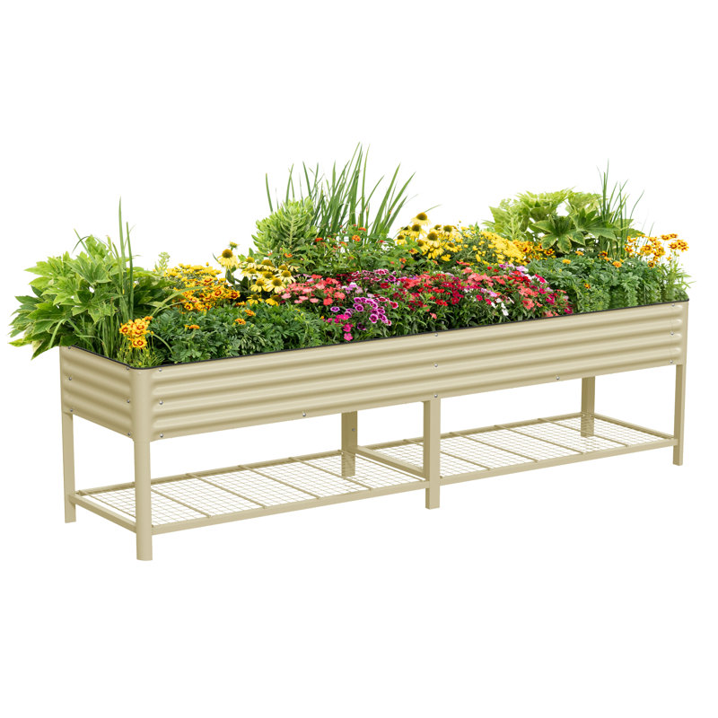 Jardinière surélevée en métal 32 po de hauteur et 120 po de longueur, Blanc perle
