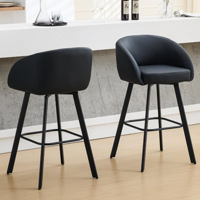 Swivel Upholstered Counter & Bar Stools with Back and Arms for Kitchen Island