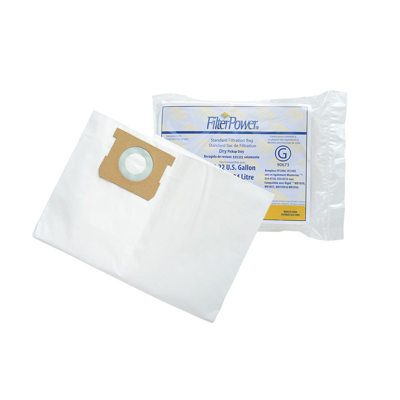 Sac filtrant de rechange standard, H 0,5 po x L 9,5 po x P 21 po