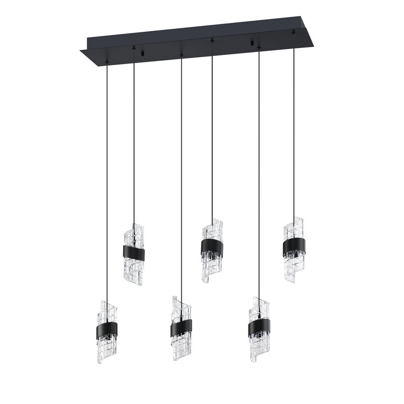 Poêle rectangulaire réglable à 6 lumières DEL - noir mat, IRC élevé, design moderne