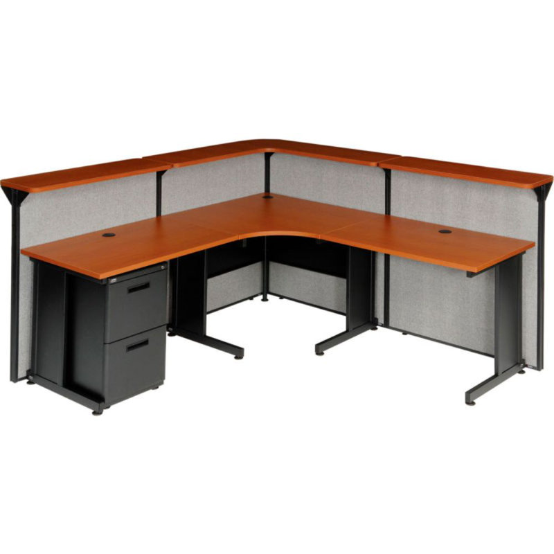 L-Shaped Synthetic Laminate Reception Desk, Grey