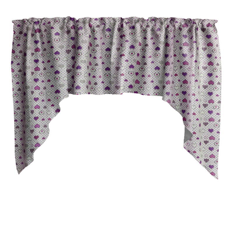 Cantonnière à motif de coeurs et pois, Mauve