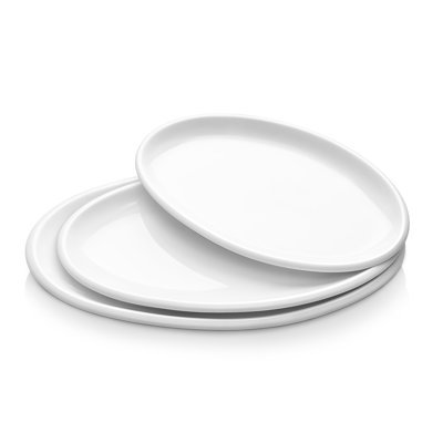  3-Piece Oval Serving Platter Set - 12/14/16" Porcelain Plates For Entertaining, Parties & Restaurants, Dishwasher Safe, White