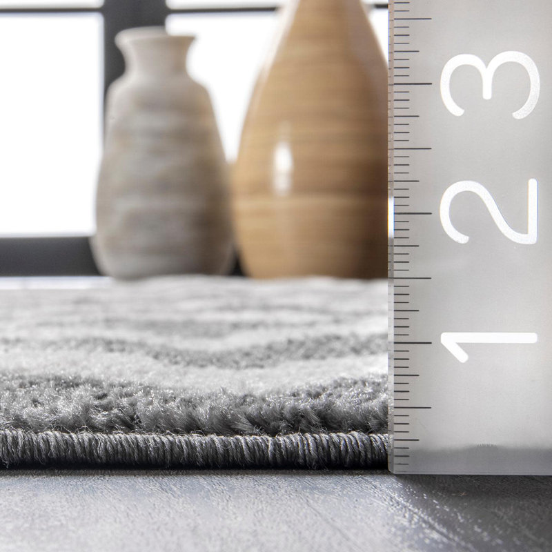 Tapis gris / blanc Frances, Rectangulaire l 3 pi x L 5 pi