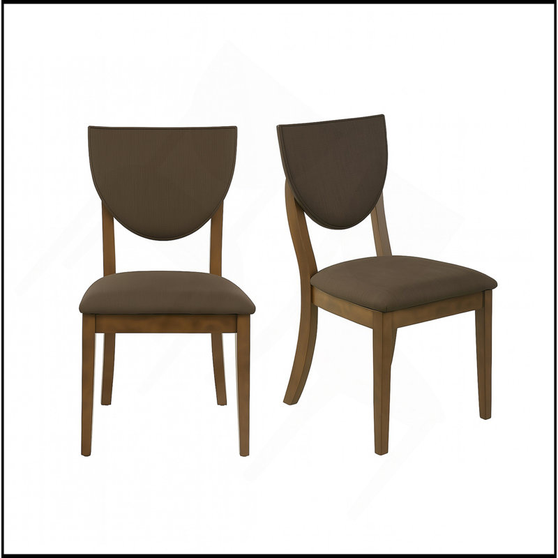 Ensemble de 2 chaises de salle à manger rembourrées en tissu en noyer et chocolat noir