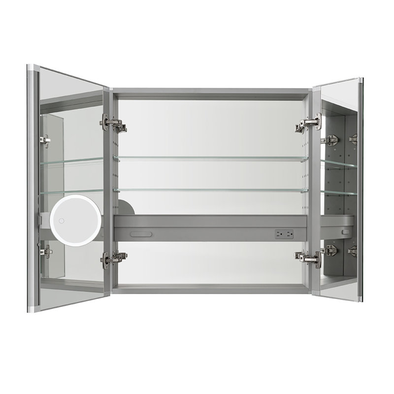 Armoire à pharmacie Kellogg avec miroir de maquillage à DEL et prises électriques