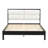 Solid Wood Queen Size Platform Bed Frame with Beige Velvet Upholstered Headboard, Black, No Box Spring Needed-772490928-772490929