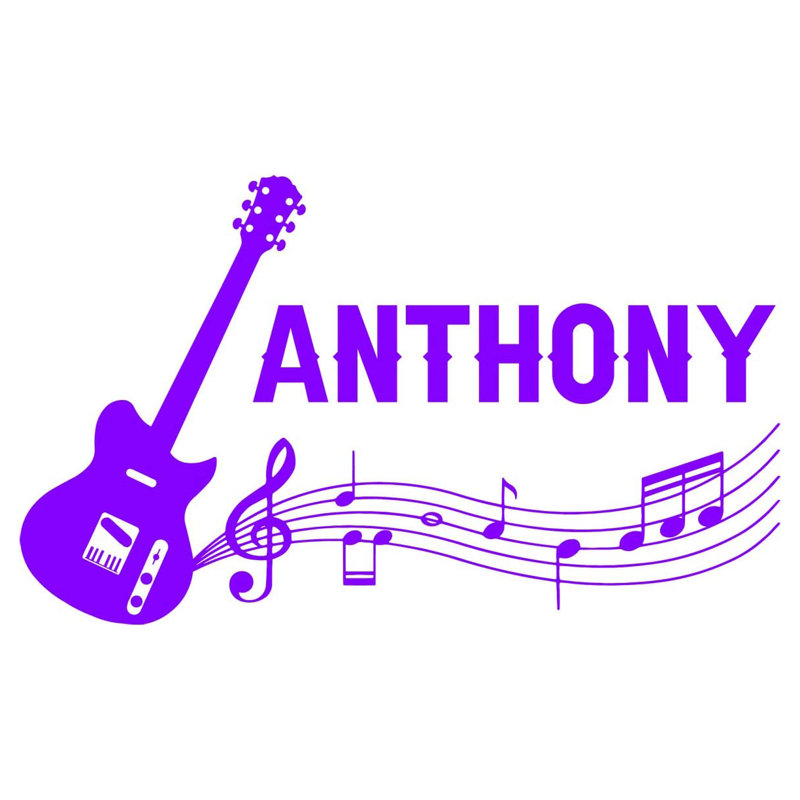 Adhésif décoratif guitare personnalisée, H 17,5 po x l 30 po, Mauve