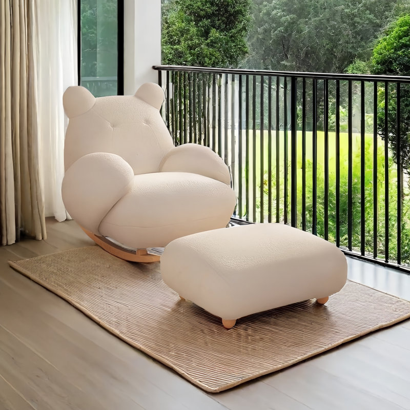 Chaise berçante moderne en bois massif rembourré