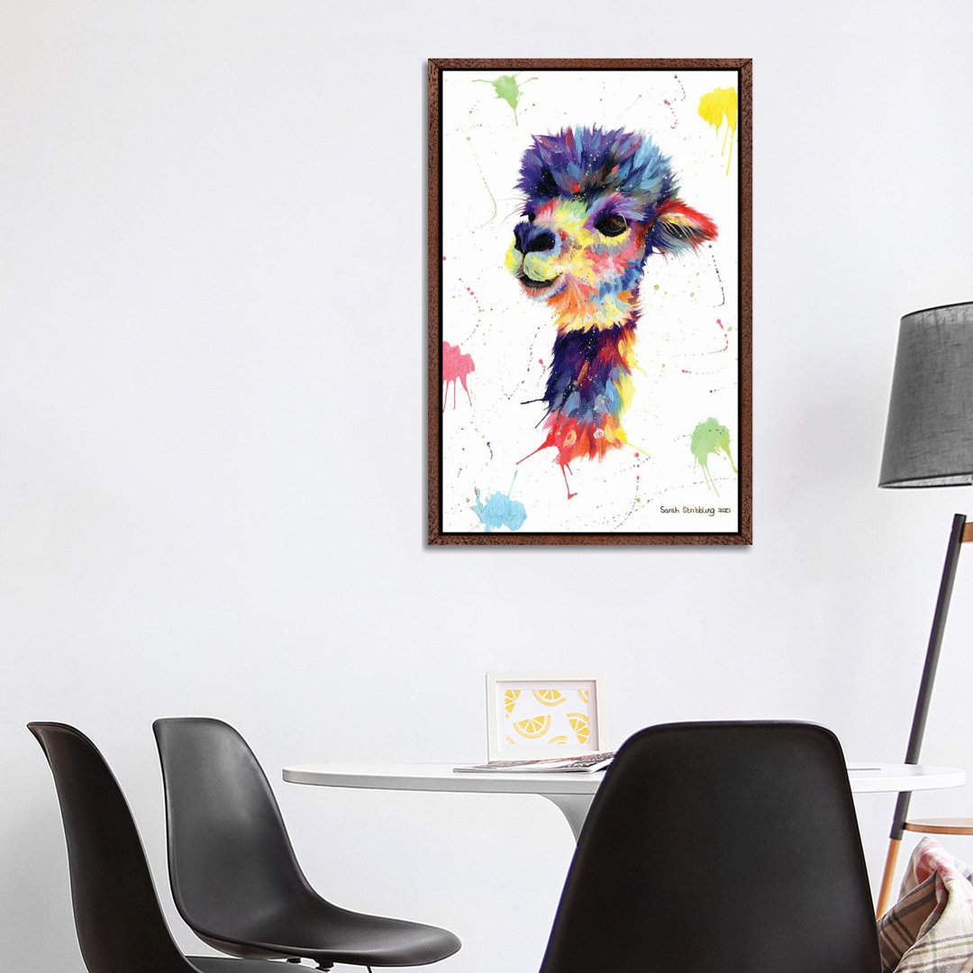 Multicolor Alpaca von Sarah Stribbling - Galerie-verpackte Leinwand Giclée auf Leinwand