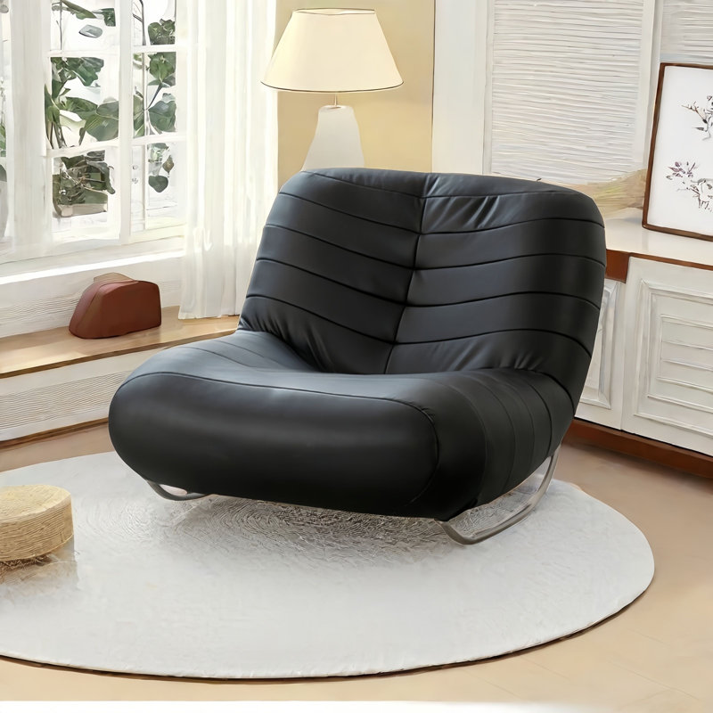 Modern Upholstered Rocking Chair, Black