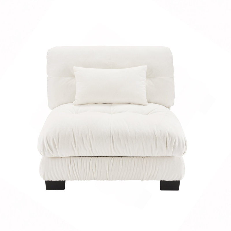 Sofa sans accoudoirs avec 1 coussin, White Chenille, White