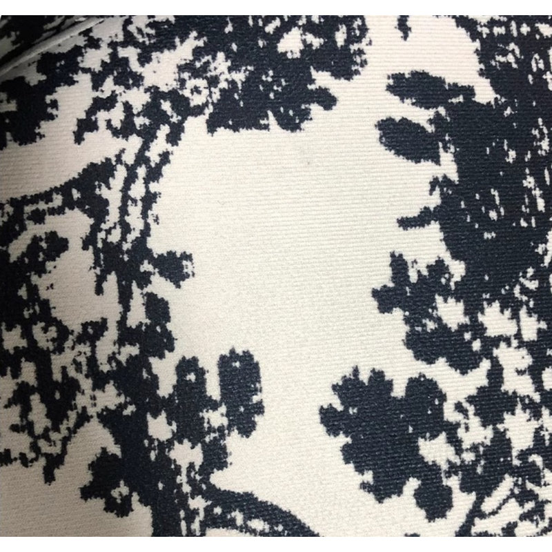 Tabouret de coiffeuse pivotant à 360 ° | Fauteuil de maquillage noir et blanc à motif floral | Siège de chambre à coucher ou de salon avec dossier Modern Luxury