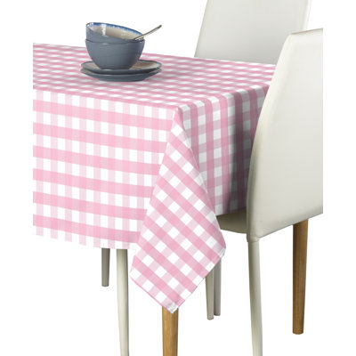 Pink Plaid Checkered Rectangular Tablecloth 84 x 60