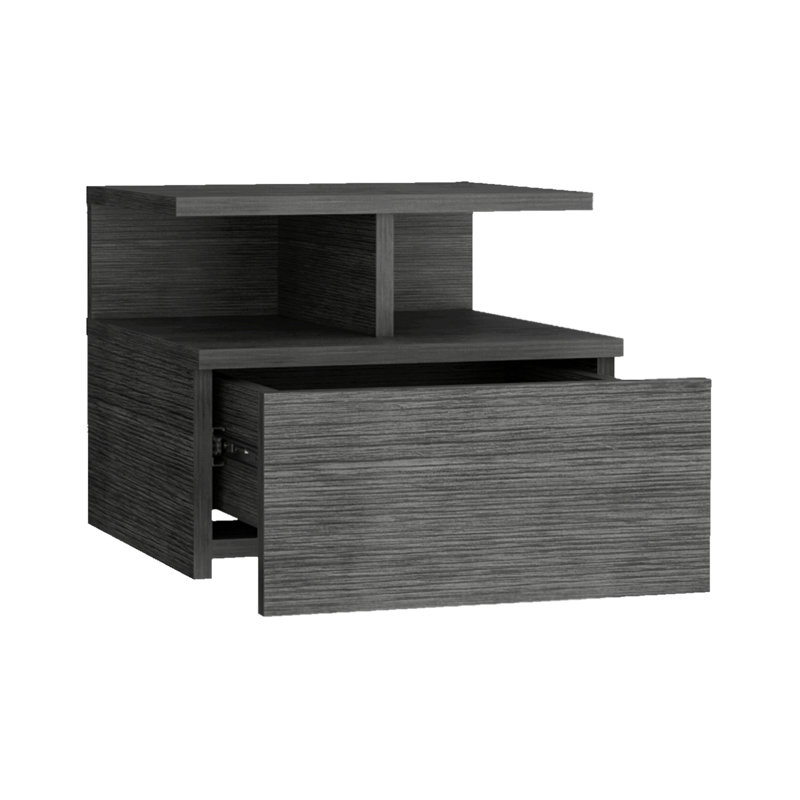 Macadamia 2-Tier Floating Nightstand With Shelf – Stylish And Functional Bedside Table, Oak