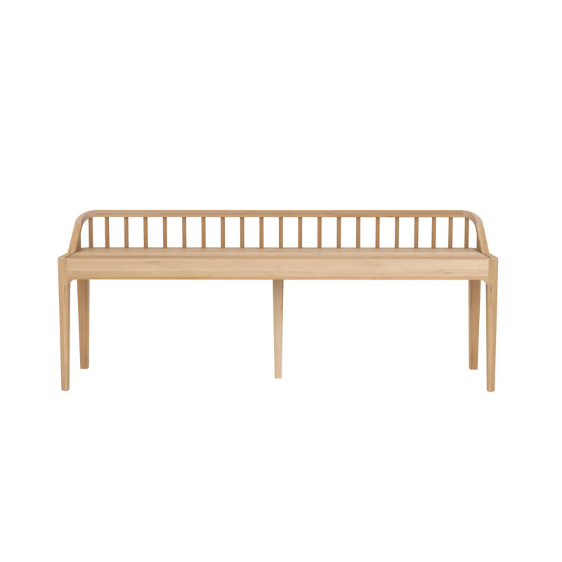 Spindle Solid Wood Bench, Natural Oak
